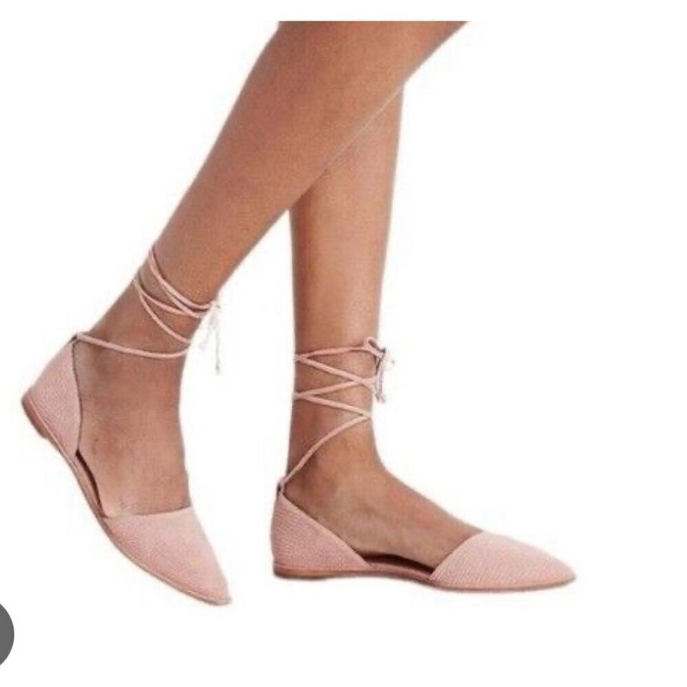 Madewell Arielle D'Orsay Pointed Toe Suede Ankle Wrap Flat in Pink Size 9 - Picture 2 of 9